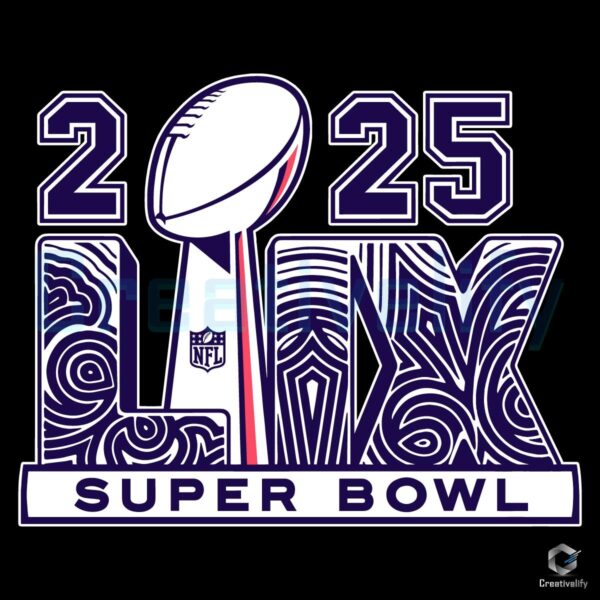 Vintage Super Bowl LIX 2025 Trophy Logo SVG Design