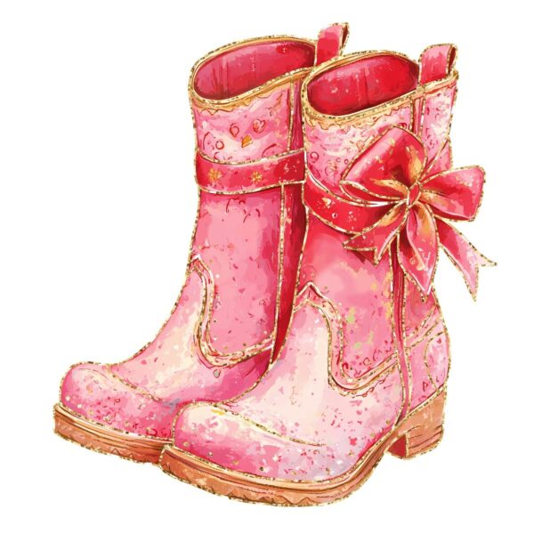 Western Cowgirl Boot Coquette Valentine PNG Design