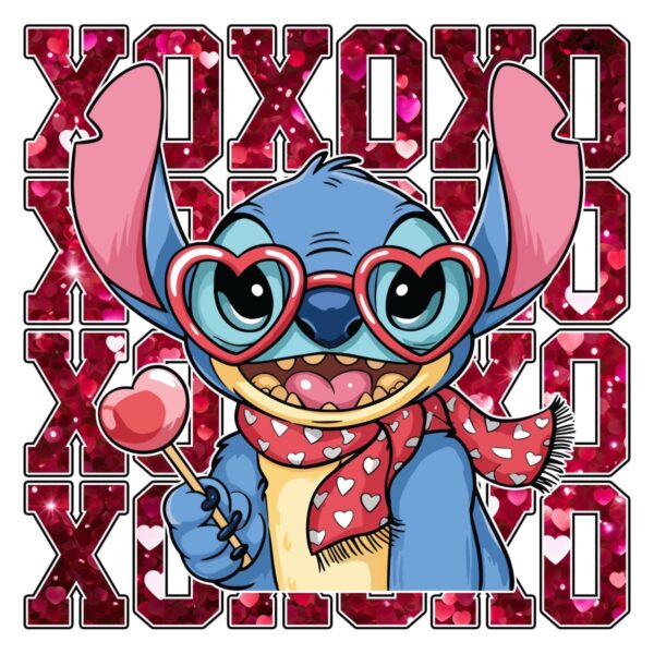 Xoxo Valentine Stitch Coquette Vibes PNG Design