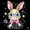 Adorable Bunny with Bow Colorful Polka Dots PNG