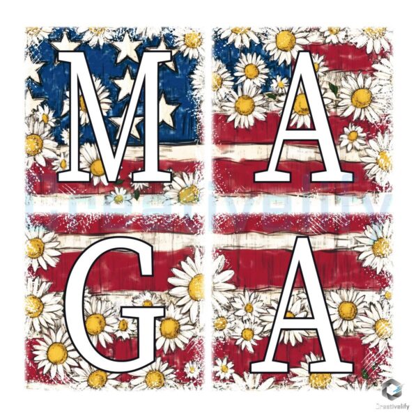 American Floral MAGA Trump President PNG Design