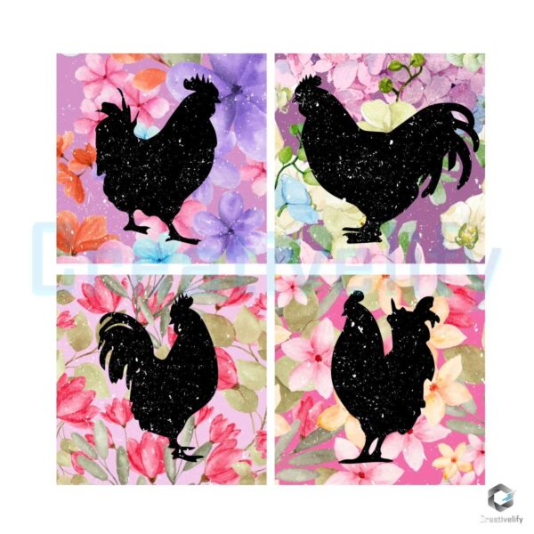 Boho Chicken Flowers Farm Life Love PNG