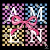 Checkered Amen Coquette Bow Christian PNG Design
