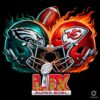 Chiefs vs Eagles Super Bowl LIX Football Helmet PNG Design
