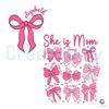 Custom Name Coquette Pink Bow Mom Life PNG