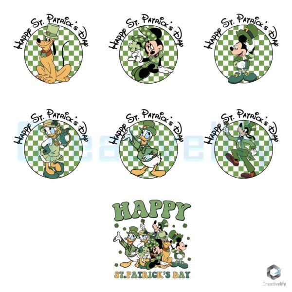 Disney St Patricks Day Checkered Bundle PNG SVG Joy