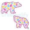 Glitter Mama Bear with Colorful Heart PNG