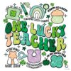 Glitter One Lucky Teacher Shamrock PNG for St Patricks Day
