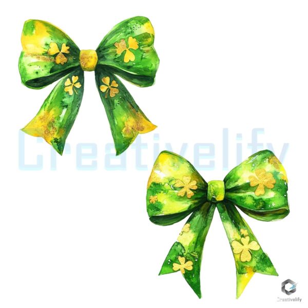 Lucky Clover Coquette Bow St Patricks Day SVG PNG