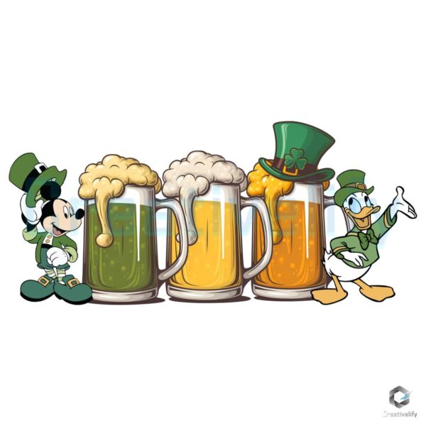 Mickey Donald Leprechaun Beer Party PNG