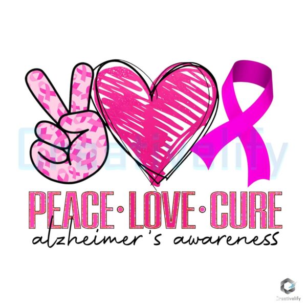 Peace Love alzheimer's awareness PNG