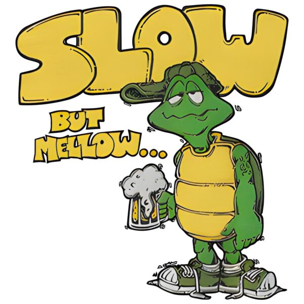 Retro 70s Turtle Beer Slow Mellow PNG Design