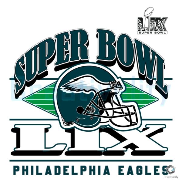 Retro Eagles Super Bowl Lix 2025 Helmet Svg Design CreativeLify