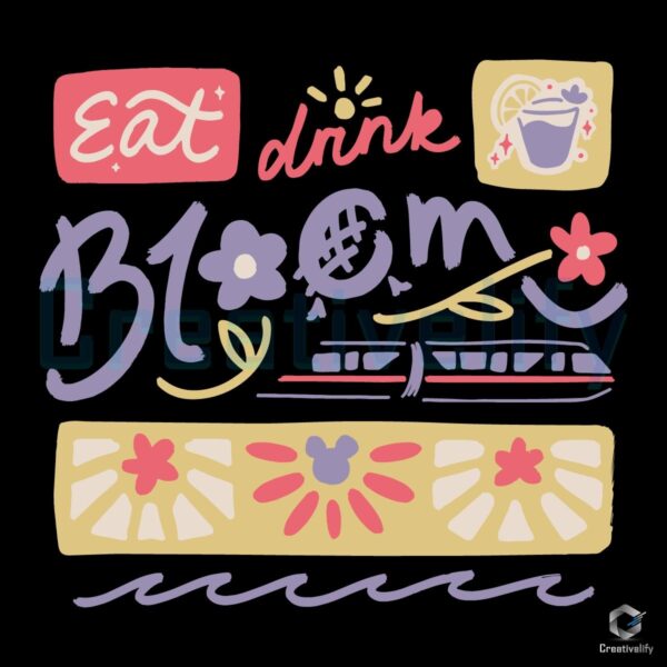 Retro Vintage Eat Drink Bloom SVG Design
