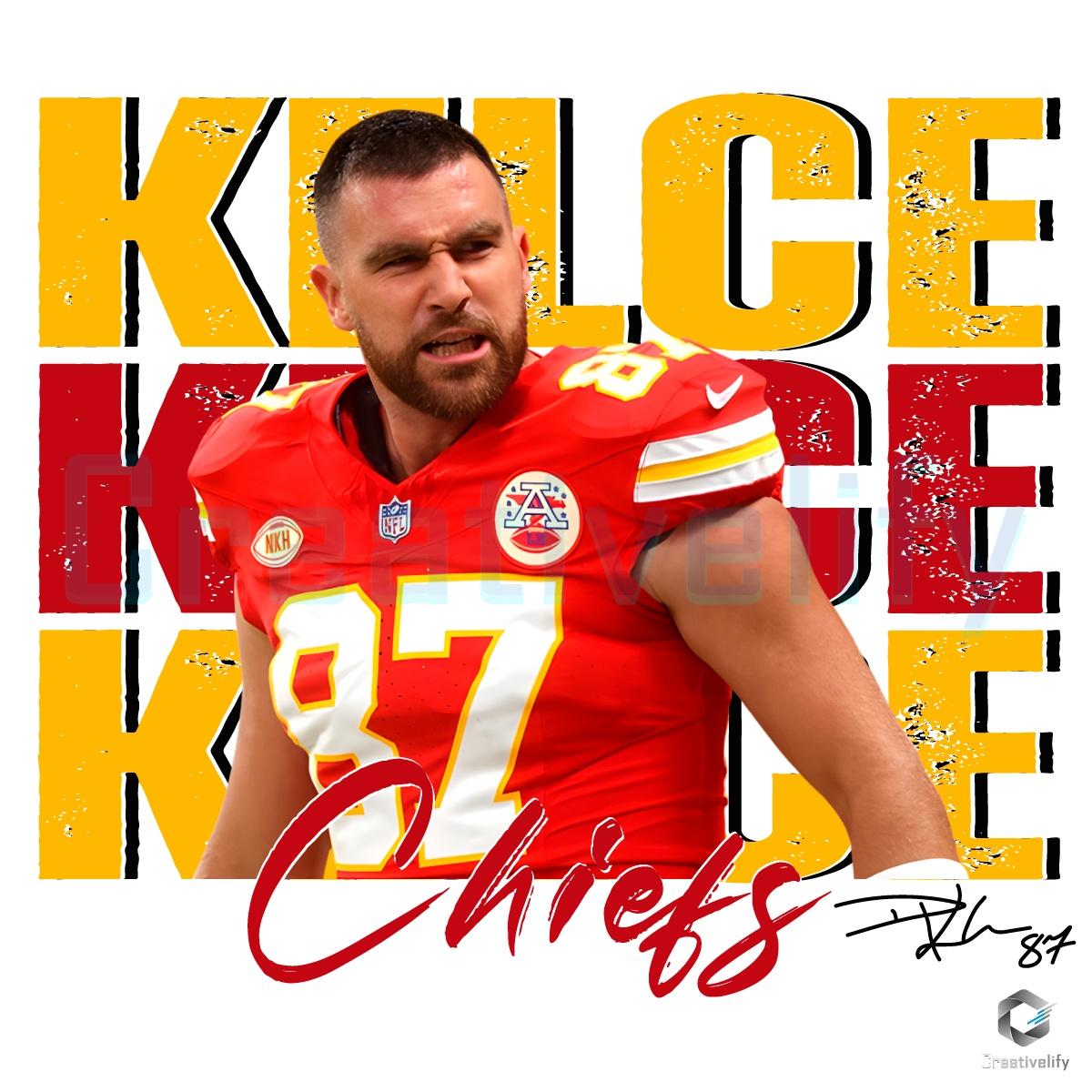 Vintage Travis Kelce 87 Kansas City Chiefs Football Png Design ...