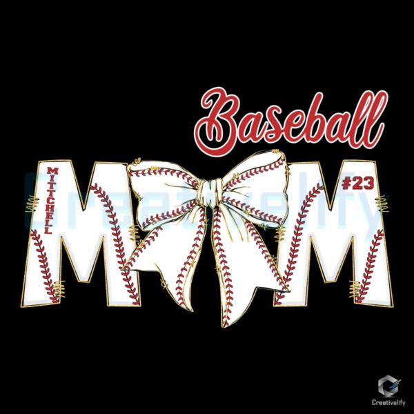 Baseball Mom PNG with Custom Number Perfect for Proud Moms