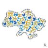 Blue Yellow Coquette Bow Ukraine Map PNG Design