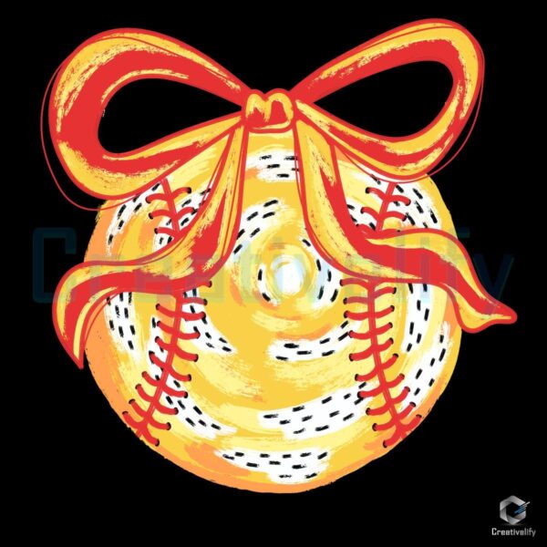 Brushstroke Baseball Bow PNG Cute Coquette Style