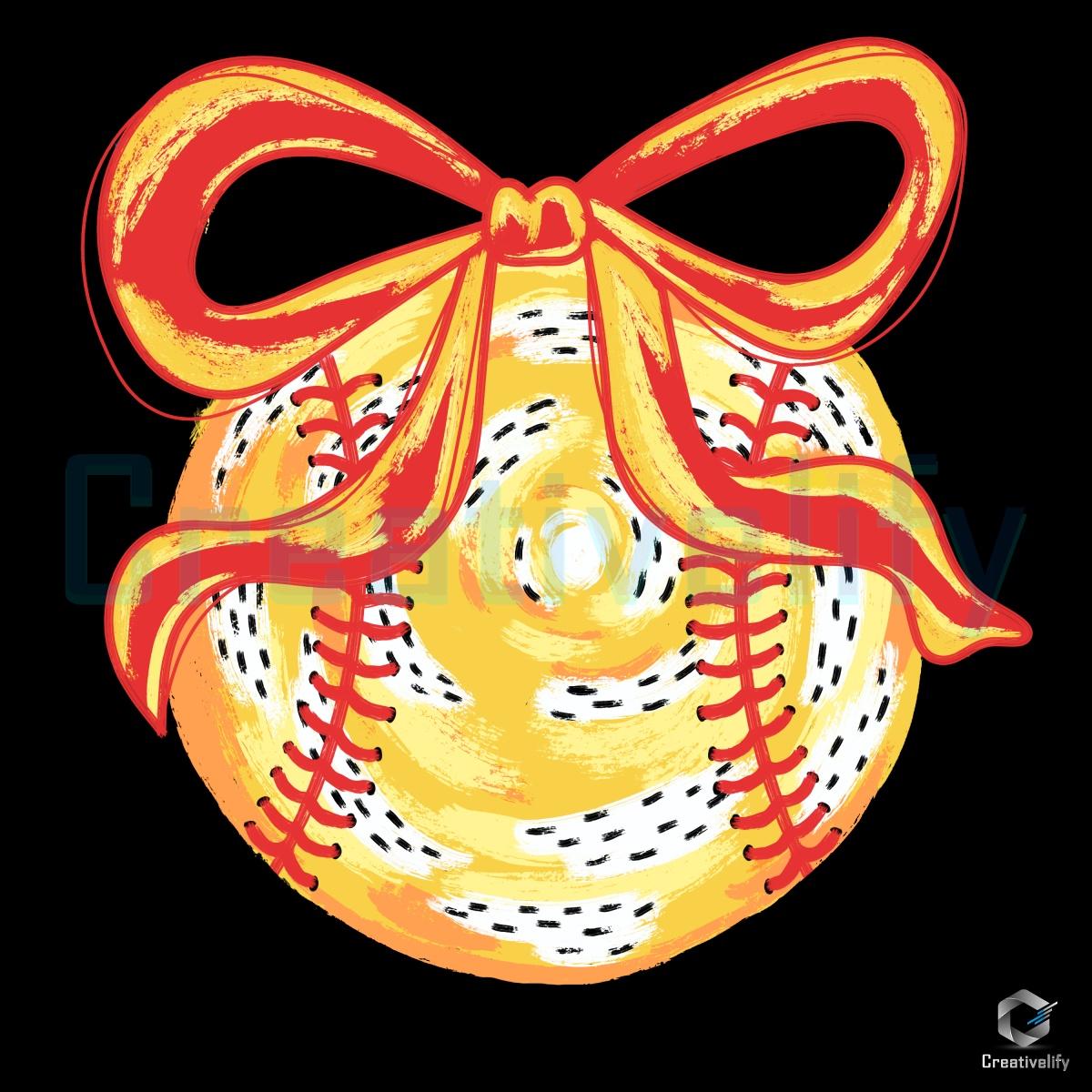Brushstroke Baseball Bow PNG Cute Coquette Style Brushstroke Baseball Bow PNG Cute Coquette Style