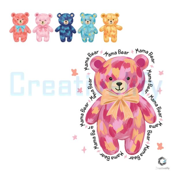 Brushstroke Mama Baby Bear PNG Adorable Wildlife Art