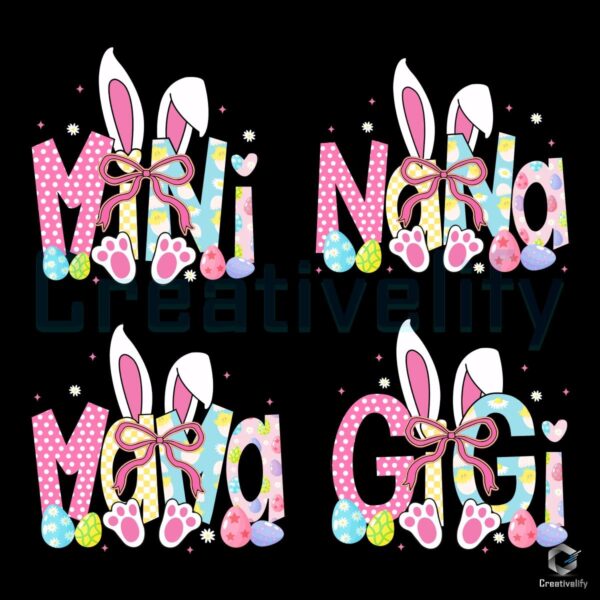 Bundle Bunny Mini Nana Mama Gigi Easter PNG Design