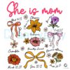 Colorful Floral Coquette Bow She Is Mom SVG Design