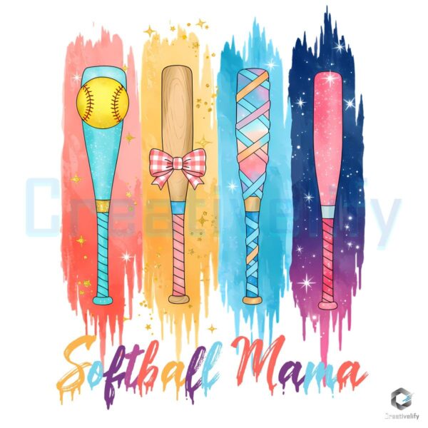 Coquette Softball Mama Brushstroke PNG Design