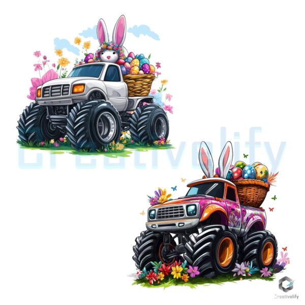 Egg Hunting Tractor Easter Day PNG