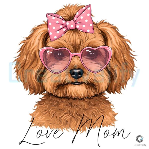 Love Mom Coquette Bow Dog Mom PNG Design