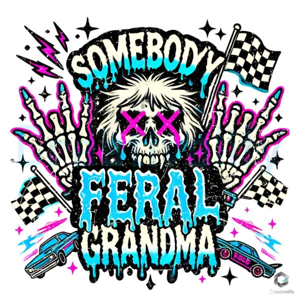 Somebody Feral Grandma Mama Checkered PNG Design