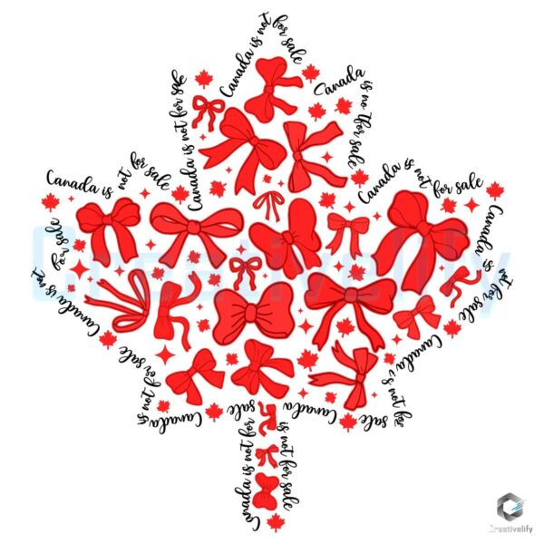 SVG Leaf Outline Under Red Bow with Canada Is Not For Sale Text