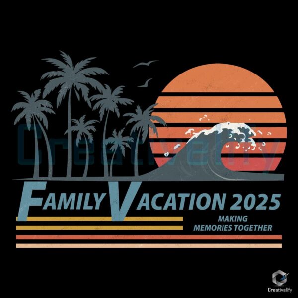 Vintage Beach Sunset Family Vacation 2025 SVG Design