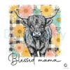 Vintage Blessed Mama Cow Wildflower PNG with Checkerboard