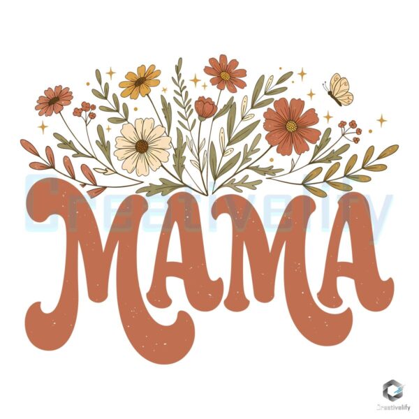Vintage Floral Mama PNG Design