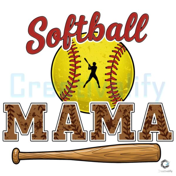 Vintage Softball Mama Gameday PNG