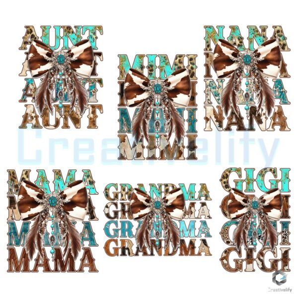 Western MAMA MIMI GIGI Coquette Bow PNG Bundle