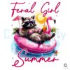 Wild Free Feral Girl Summer PNG with Raccoon and Flamingo