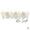 Boho Teacher Custom Name Floral and Plaid Patchwork PNG