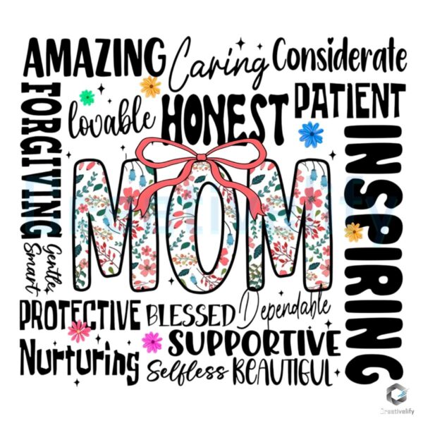 Chic Floral Mom Word Art PNG for Coquette Style Lovers