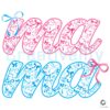 Chic Pink Blue Coquette Mama Bow PNG Design