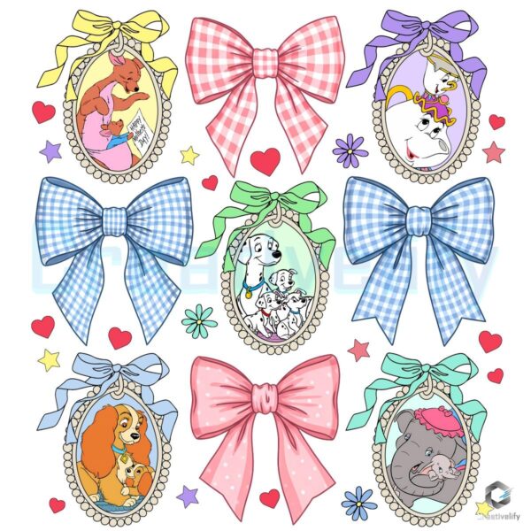 Coquette Bow Mirror Disney Characters Design PNG