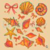Coquette Seashell Retro Summer Vibes PNG Design