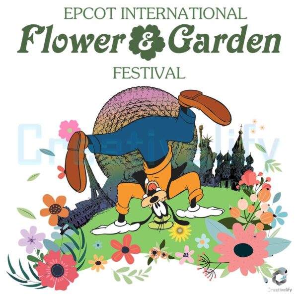 Goofy Dog at Epcot Flower Garden Festival PNG Design