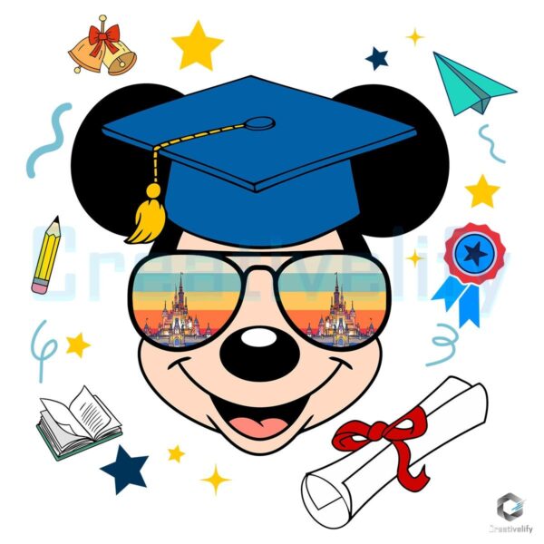 Magical Disney Kingdom Graduation PNG with Mickey Mouse