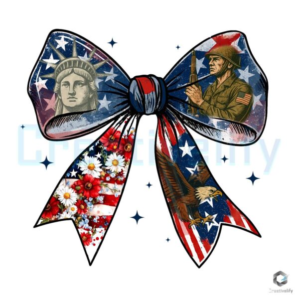 Patriotic Coquette Bow PNG for Retro 4th of July Flair