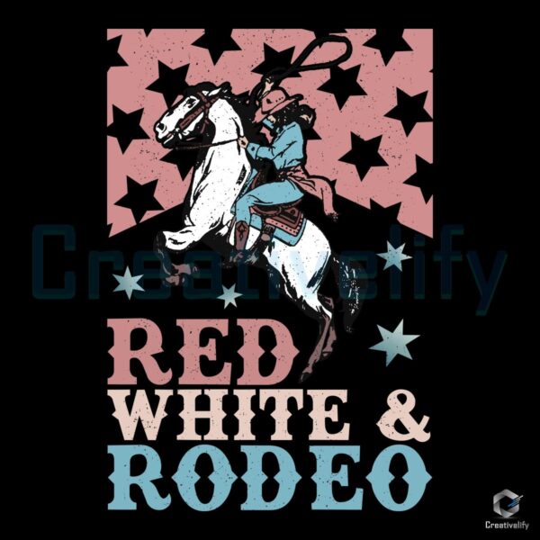 Red White Rodeo Cowgirl PNG for 4th of July Fun