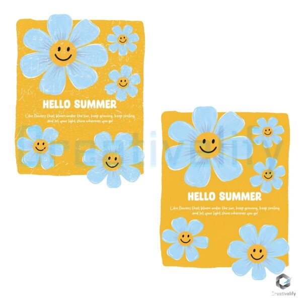 Retro Hello Summer Flower Summer Vibes PNG