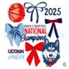 Retro UConn Huskies 2025 Champs Coquette Bow PNG Design