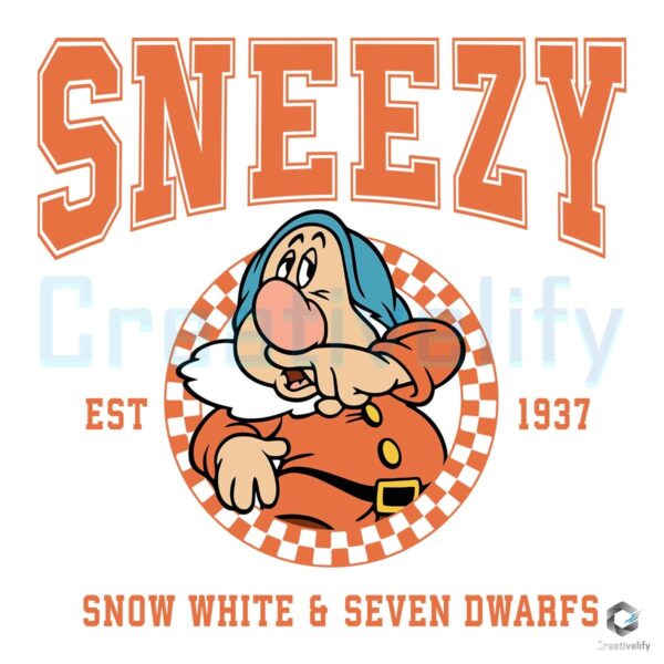 Sneezy Disney Snow White and 7 Dwarfs Est 1937 SVG