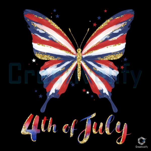 Sparkling 4th of July Butterfly Brushstroke PNG Design